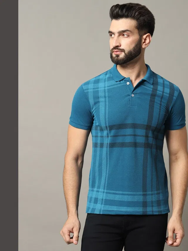 Polo Printed Short Sleeves T-shirt for Men (Teal, M)