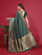 Silk Woven Design Saree for Women, Bottle Green 