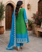Salwar Suit With Print Embroidery and Dupatta for Women 