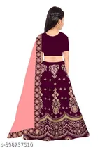 Satin Embroidered Lehenga with Choli & Dupatta for Girls 