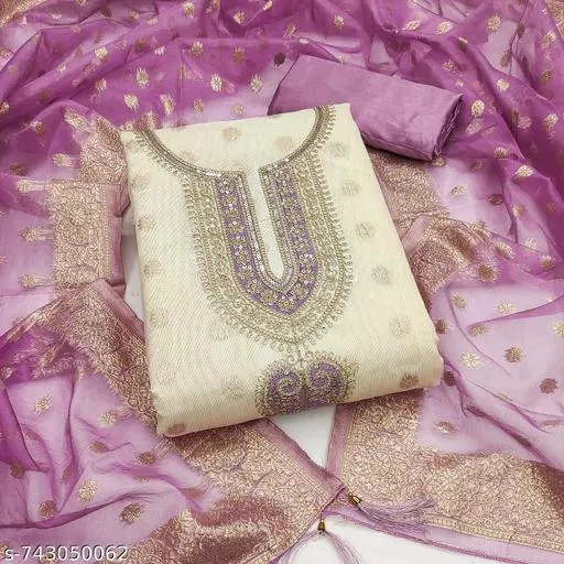 Silk Blend Punjabi/All Over Suits (Multicolor, 6.45 meter for Women (XL)