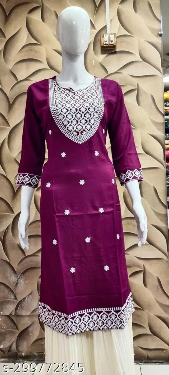 Rayon Slub Printed Kurti for Women (Purple, 4XL)