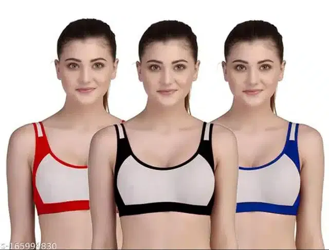 Hosiery Non Padded Bra for Women (Multicolor, XXL) (Pack of 3)