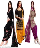 Crepe Printed Unstitched Suits for Women, Pack of 3 