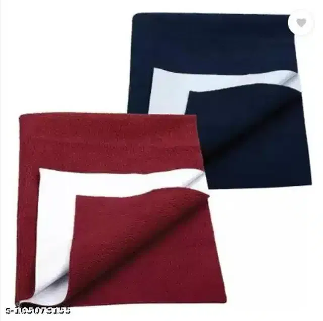 Cotton Mattress Protection Sheet (Navy Blue & Maroon, 28x20 inches) (Pack of 2)