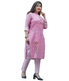 Cotton Embroidered Kurta with Pant for Women 