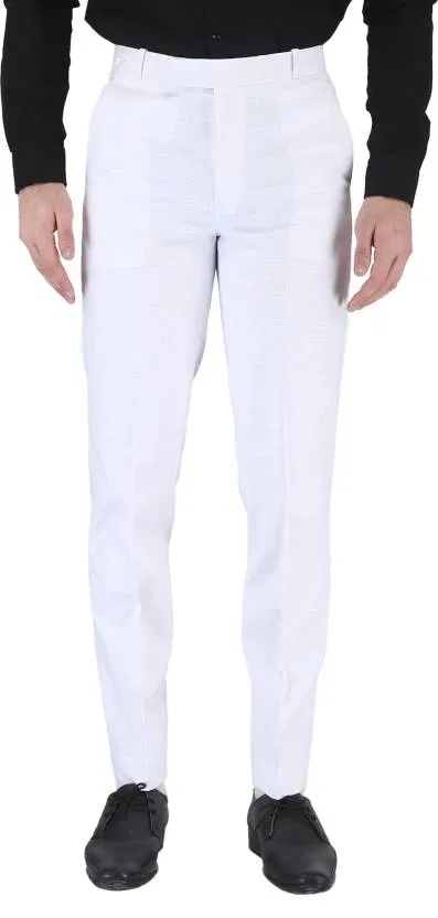Cotton Blend Trouser for Men (White, 40)