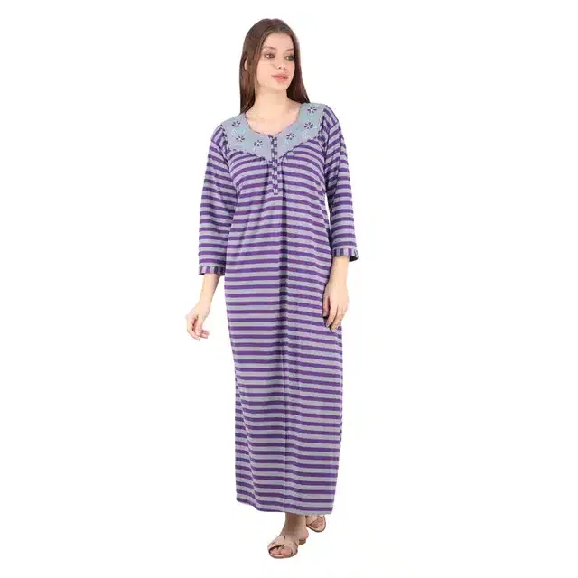 Woolen Hosiery Nighty for Women (Purple, Free Size)