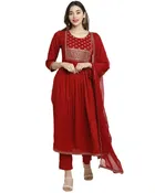 Rayon Embroidered Kurta Set for Women 