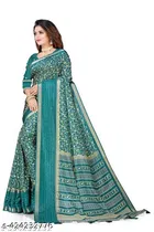 Silk Printed Saree for Women, Blue 