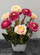 Plastic Artificial Flower With Pot,Multicolour