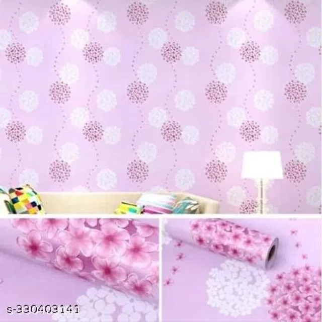 Bliss Vinyl Wallpaper for Home (Pink, 45x250 cm)