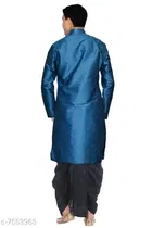 Dupion Silk Solid Kurta with Dhoti for Men 