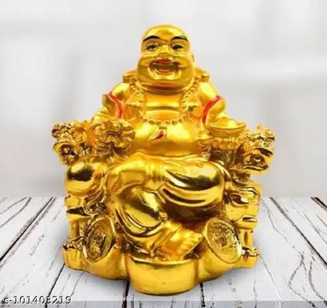 Laughing Buddha Showpieces (Gold)