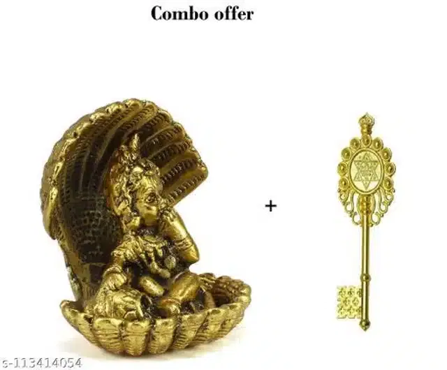 Kuber Kunji with Bal Krishna Showpieces (Gold, Set of 2)