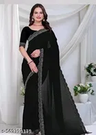 Georgette Dyed/ Washed Saree For Women, Black
