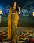 Beautiful Golden Chiffon Saree for Women 