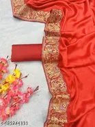 Chinnon Saree for Women, Red 
