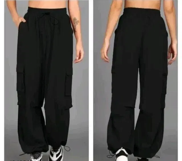Loose Fit Solid Trackpants for Women (Black, 30)