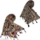 Poly Chiffon Scarves for Women, Multicolor, Pack of 2