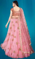 Net Embroidred Semi Stiched Lehenga Choli for Women 
