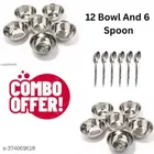 Stainless Steel 12 Pcs Bowls with 6 Pcs Spoon 