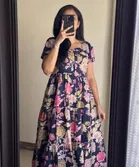Rayon Printed Anarkali Kurti for Women (Multicolor, M)