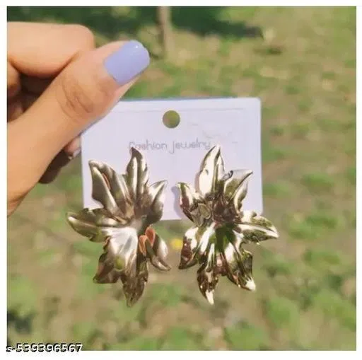 Trendy Big Gold Flower Earrings & Studs