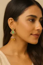 Women's Designer Gold & Silver-Tone Fancy Jhumka Earrings Set 