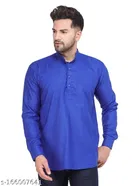 Cotton Blend Solid Short Kurta for Men 