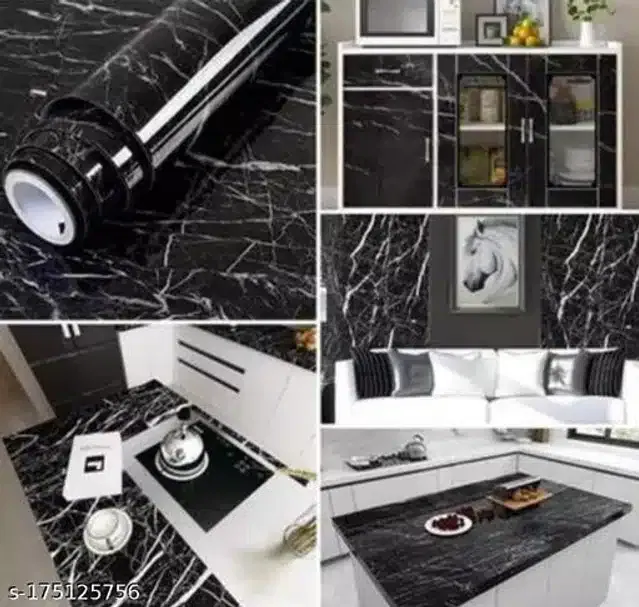 PVC Wallpaper for Home (Black, 60x200 cm)