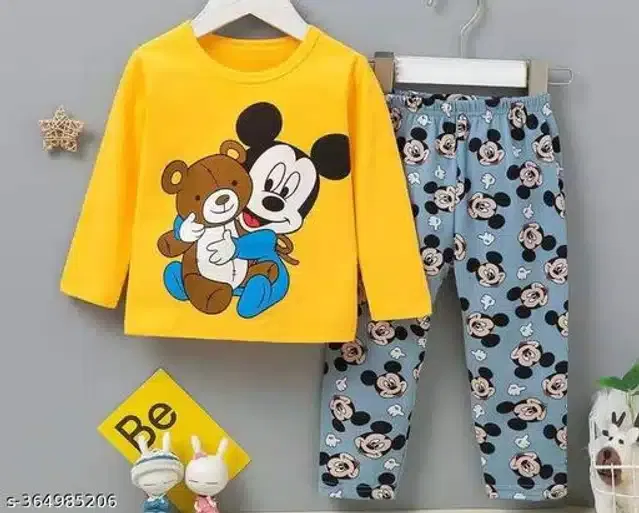 Hosiery Cotton Full Sleeves T-Shirt with Pant Clothing Set for Kids (Multicolor, 0-6 Months)