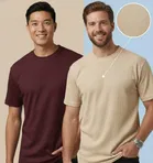 Polyester Round Neck T-shirt for Men, Multicolour, Pack of 2 