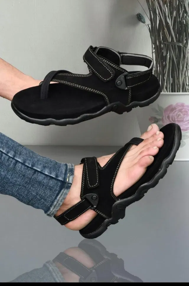 Sandals for Men (Black, 8)