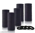 Rubber Hair Band for Women (Black, Pack of 30)