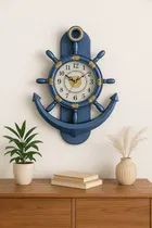 Khatu Crafts Blue Pendulam Analog Wall Clock, Plastic, 25x25 cm