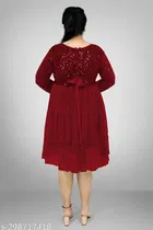 Net Solid Dress for Women 