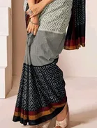 Georgette Printed Saree for Women, Black 