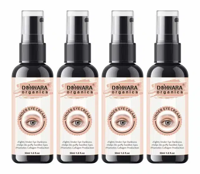 Donnara Organics Under Eye Cream to Remove Dark Circles, Wrinkles & Fine Lines (Pack of 4, 50 ml)