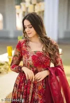 Animal Print Anarkali Above Knee Rayon Gown for Women 