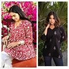Floral Printed Cotton Short Kurti for Girls, Pack of 2 
