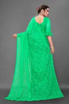 Net Solid Saree for Women 