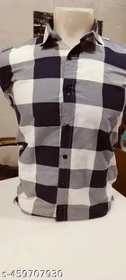Cotton Blend Striped Shirt for Men, Black 