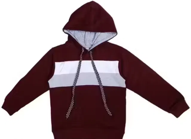 Light Fleece Printed Hoodie for Kids (Maroon, 9-10 Years)