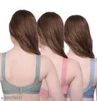 Cotton Blend Bra for Women, Multicolour, Pack of 3 