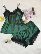 Satin Solid Babydoll for Women 