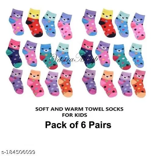 Woolen Socks for Kids (Multicolor, 9-12 Months) (Set of 6)