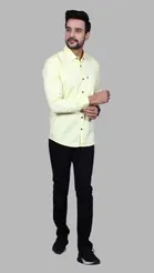 Cotton Blend Solid Shirt for Men, White 