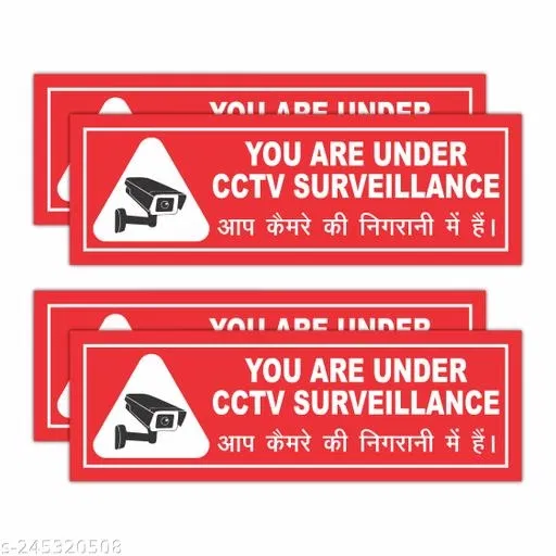 Safety Warning Stickers (Multicolor, 4x12 inches) (Pack of 4)