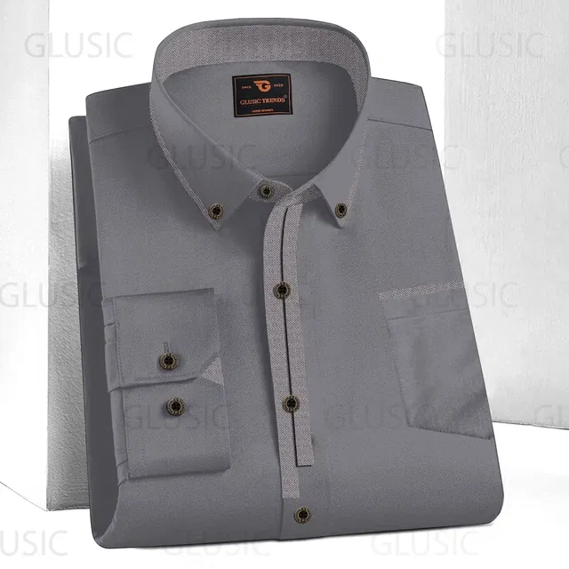 Full Sleeves Shirt for Men (Grey, L)